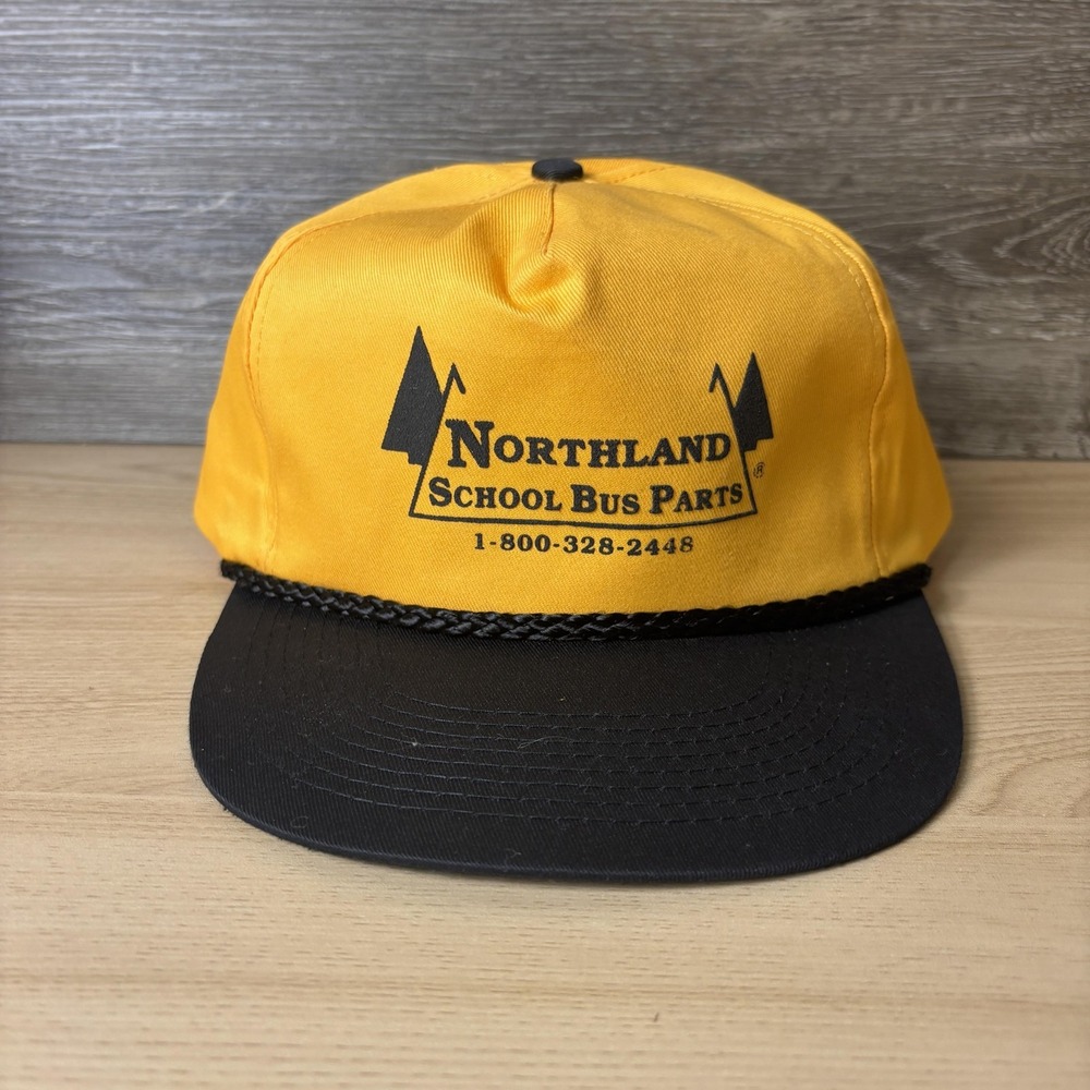 Vintage Northland School Bus Parts Hat Cap Snap Back Mens One Size Yellow